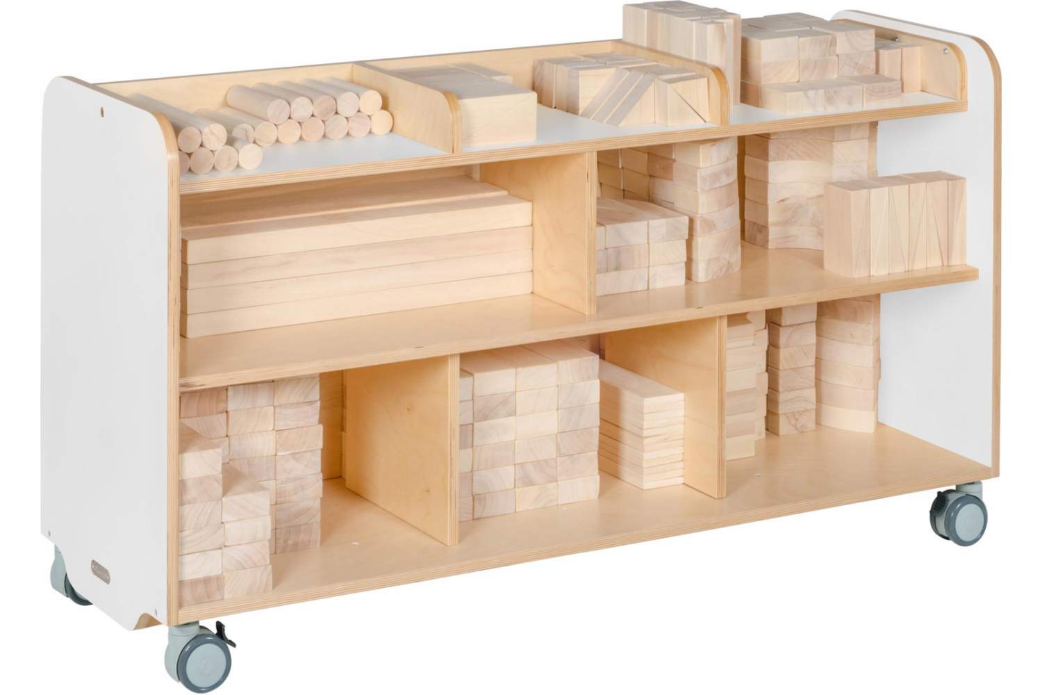 Wooden storage shelving for schools White