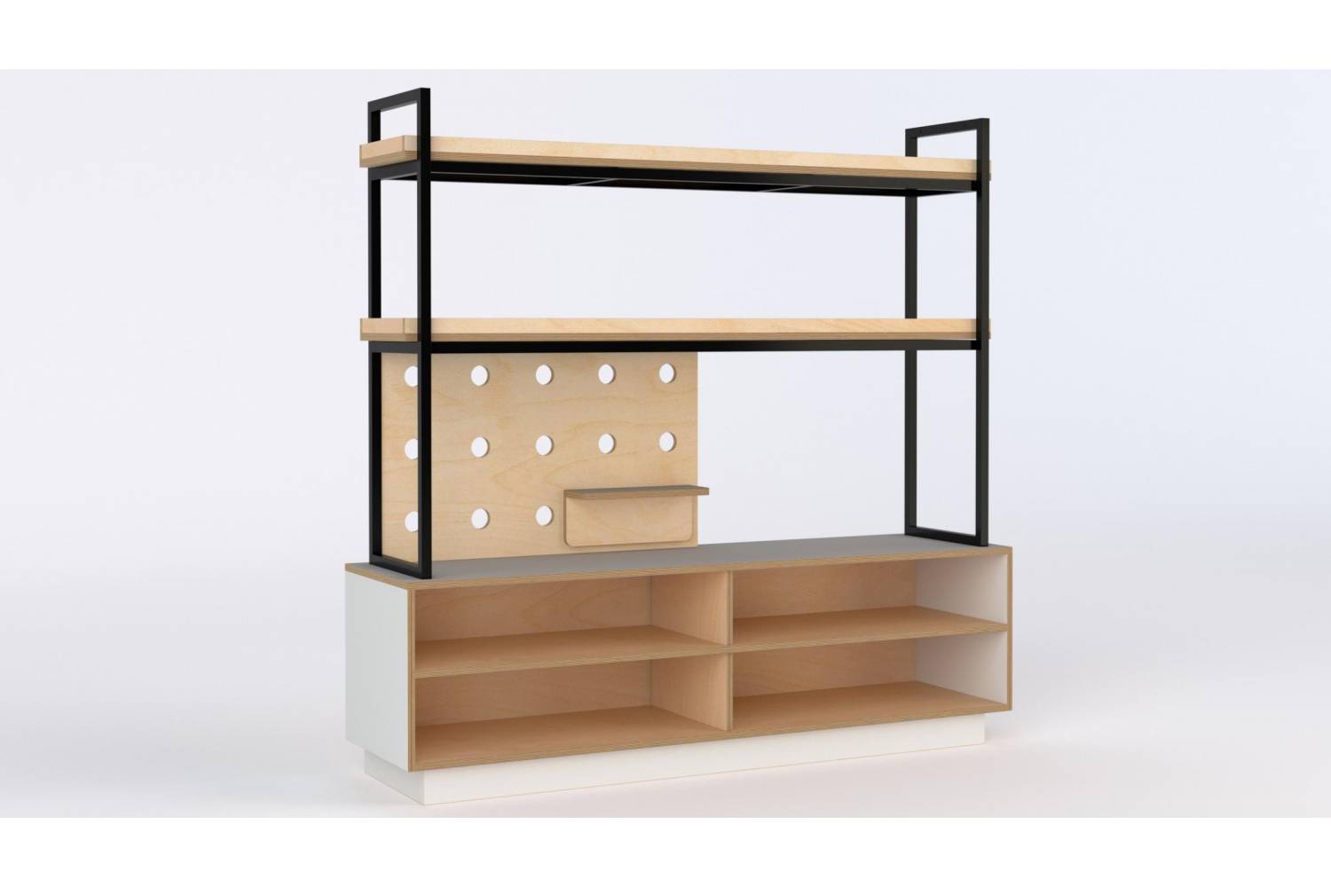 Open storage shelving with steel display shelving WHITE 